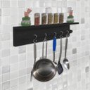 Ver imagem 5 de Prateleira Temperos Utensílios e Panelas Cozinha Estilo Industrial Preto Laca