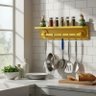 Prateleira Temperos Utensílios e Panelas Cozinha Estilo Industrial Amarelo Laca - 1