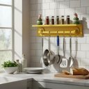 Ver imagem 1 de Prateleira Temperos Utensílios e Panelas Cozinha Estilo Industrial Amarelo Laca