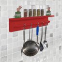 Ver imagem 7 de Prateleira Temperos Utensílios e Panelas Cozinha Estilo Industrial Vermelho Laca