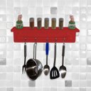 Ver imagem 6 de Prateleira Temperos Utensílios e Panelas Cozinha Estilo Industrial Vermelho Laca