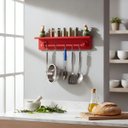 Ver imagem 1 de Prateleira Temperos Utensílios e Panelas Cozinha Estilo Industrial Vermelho Laca