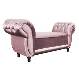 Sofá Retro com Baú Grécia Namoradeira Calçadeira Acetinado Animale Rose - D'Rossi - 1 Sofá Retro com Baú Grécia Namoradeira Calçadeira Acetinado Animale Rose - D'Rossi - 1