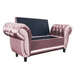 Sofá Retro com Baú Grécia Namoradeira Calçadeira Acetinado Animale Rose - D'Rossi - 4 Sofá Retro com Baú Grécia Namoradeira Calçadeira Acetinado Animale Rose - D'Rossi - 4