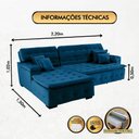 Ver imagem 7 de Sofá Orlando 2.20x1.50m com Chaise, Retrátil e Reclinável - Azul