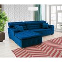 Ver imagem 2 de Sofá Orlando 2.20x1.50m com Chaise, Retrátil e Reclinável - Azul