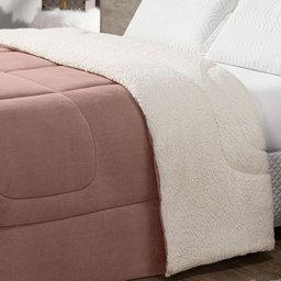 Coberdrom Cobertor Solteiro 1 Peça Maya Manta Soft e Sherpa de Carneiro 100% Poliéster:rosê - 4