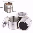 Ver imagem 2 de Porta Temperos Magnético Com 4 Peças Inox mais Suporte 6451