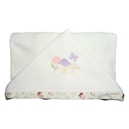 Toalha de Banho Bebê Fadas Bege Capuz 87x88 Cm - Hug - 1