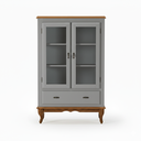 Ver imagem 2 de Vitrine 2 Portas 1 Gaveta Prateleiras MDF Ecomem Clássica MDF Pés Luiz Xv Cinza - Imbuia