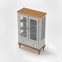Ver imagem 1 de Vitrine 2 Portas 1 Gaveta Prateleiras MDF Ecomem Clássica MDF Pés Luiz Xv Cinza - Imbuia