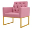 Ver imagem 1 de Poltrona para Sala Quarto e Salão de Beleza Thais com Base de Ferro Dourado Resistente Rose