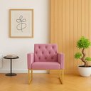 Ver imagem 2 de Poltrona para Sala Quarto e Salão de Beleza Thais com Base de Ferro Dourado Resistente Rose