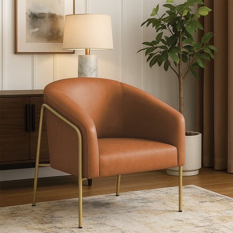 Poltrona Sala Industrial Alta Dourado Stella Sintético Pu D03 - D’Rossi