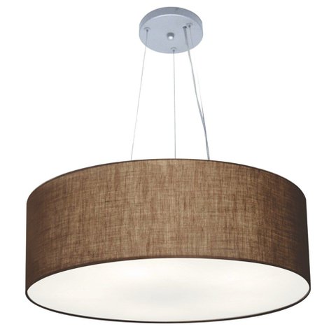 Lustre Pendente Cilíndrico Vivare Md-4010 Cúpula em Tecido 60x21cm - Bivolt - Café - Bivolt