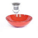 Ver imagem 1 de CUBA DE VIDRO REDONDA 42CM VERMELHO FERRARI + VÁLVULA CLICK