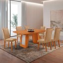 Ver imagem 1 de Mesa de Jantar Carolina 180cm Tampo MDF Canto Copo com 6 Cadeiras Lira