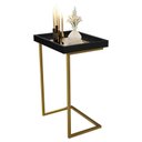 Ver imagem 2 de Mesa Lateral de Apoio Jb 4774 com Espelho e Pé de Aço Preto/dourado