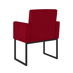 Poltrona Cadeira Decorativa Recepção Base de Ferro Dourada Cor:vermelho - 3