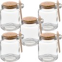 Ver imagem 1 de Kit 5 Pote Vidro Borossilicato 240ml Colher de Madeira Rolha