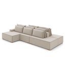 Ver imagem 2 de Sofá Ilha com Encosto e Almofadas Delta 375cm Modulado Chaise e Puffs Veludo Bege G52 - Gran Belo