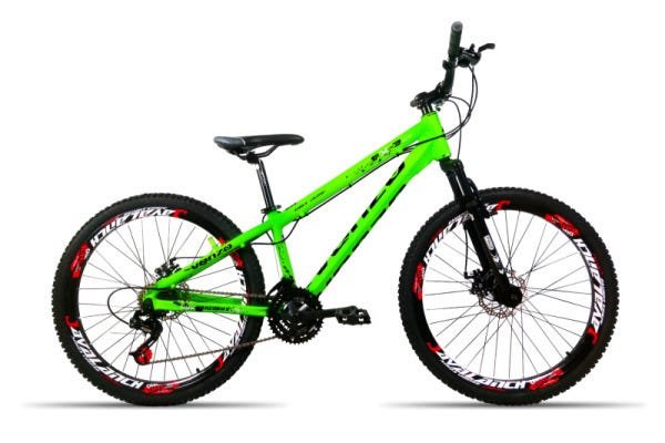 Bicicleta Aro 26 Venzo FX3 21V Shimano Freio A Disco Verde