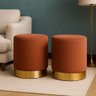 KIT PUFF COM RODAPE DOURADO  TERRACOTA/COBRE VELUDO - 1