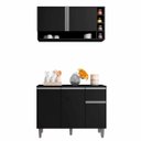 Ver imagem 1 de Balcão de Pia e Aéreo Cozinha Vanessa 105cm Preto sem Tampo Ajl Móveis