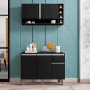 Ver imagem 2 de Balcão de Pia e Aéreo Cozinha Vanessa 105cm Preto sem Tampo Ajl Móveis