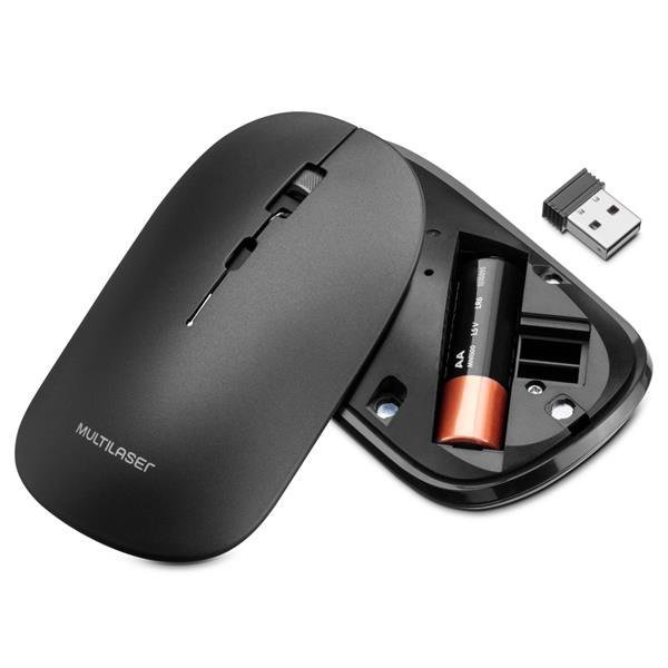 Mouse sem Fio Bt+ 2.4 Ghz 1600 Dpi Preto Mo331 Usb Multilaser - 2