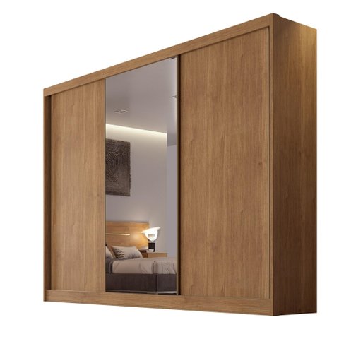 Guarda Roupa Casal 1 Porta Espelhada 6 Gavetas 100%mdf Diamond Cumaru - Novo Horizonte