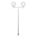 Ver imagem 1 de Poste Luminária Dupla Globo P Braço Reto Jardim Branco 300cm Ouro Minas L084POM