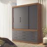 Guarda Roupa Roupeiro Quarto Dormitório Solteiro Casal Click 3.9 Marrom Madeira Cinza - 2