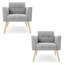 Ver imagem 1 de Kit 2 Poltronas Elisa Suede Cinza Pés Palito Natural - D’Rossi