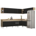 Ver imagem 1 de Armário de Cozinha Modulado de Canto 8 Peças Cp26 Balcão com Tampo Castanho/preto - Lumil