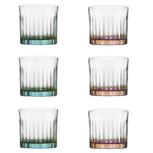 Conjunto de Copos de Cristal Colorido para Água/whisky 6 Peças 360 Ml Biona  Oxford Biona - Oxford Fi