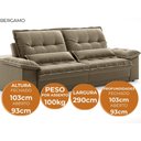 Ver imagem 6 de Sofá Bergamo 2,90m Retrátil e Reclinável Veludocristal Castor - Netsofas