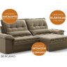 Sofá Bergamo 2,90m Retrátil e Reclinável Veludocristal Castor - Netsofas - 3