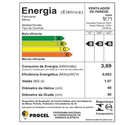 Ventilador de Parede Tron 50cm Pp Premium, Oscilante, Preto - 220V - 2