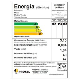 Ventilador Philco 40cm Pvt400 Az Turbo, Preto/Azul - 110V - 4 Ventilador Philco 40cm Pvt400 Az Turbo, Preto/Azul - 110V - 4