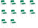 Ver imagem 1 de Kit 10 Cadeiras Infantil Iso, Escola, Base Branco-verde Escuro
