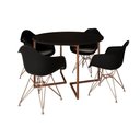 Ver imagem 6 de Mesa Industrial Jantar Preta 110Cm Redonda Base V Com 4 Poltronas Pretas Base Cobre Preto