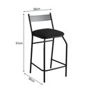 Ver imagem 4 de Kit 4 Banquetas Sofisticada com Encosto Base Aço Preto Assento Preto Acapulco