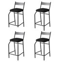 Ver imagem 1 de Kit 4 Banquetas Sofisticada com Encosto Base Aço Preto Assento Preto Acapulco