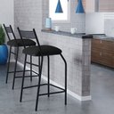 Ver imagem 2 de Kit 4 Banquetas Sofisticada com Encosto Base Aço Preto Assento Preto Acapulco