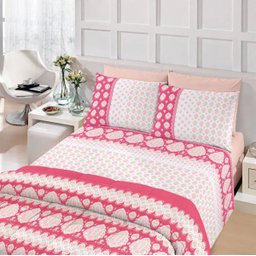 Enxovais Cama Adulto Casal Queen Lençol Duplo Santista -Royal Plus Taj 1 Coral - 1