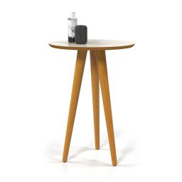 Mesa Lateral Retrô Pés Palitos Em Madeira Maciça 4601 - Off White Freijó - 2