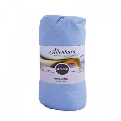 Enxovais Cama Adulto Solteiro Lençol Avulso Altenburg -Malha In Cotton com Elastico King Azul
