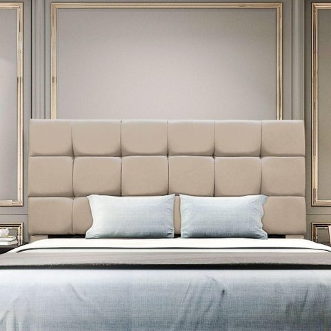 Cabeceira Cama Box Estofada Solteiro 90 Cm Ananda Suede Bege