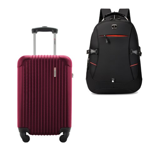 Kit Mala de Bordo 10kg Viagem Rígida Rodas 360º Abs Cadeado Segredo Gladiador A2mb com Mochila Execu